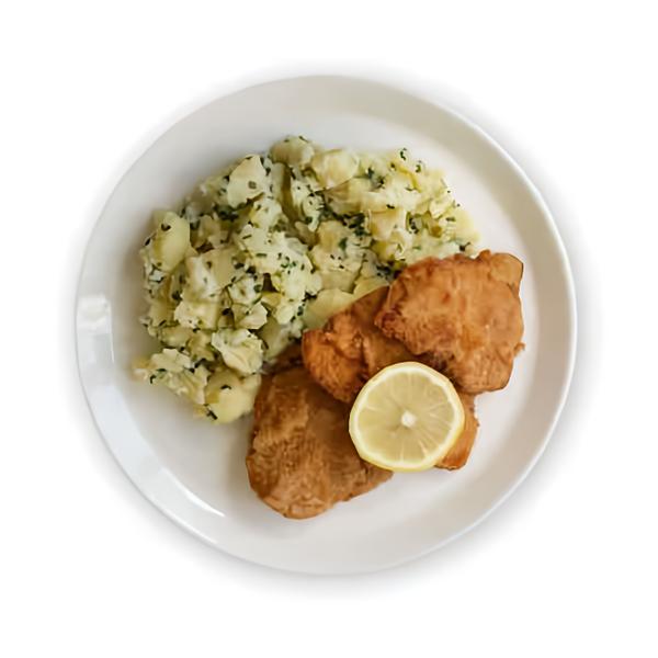 Hotovky by Košík Řízky z vepřové panenky, mačkané brambory s máslem