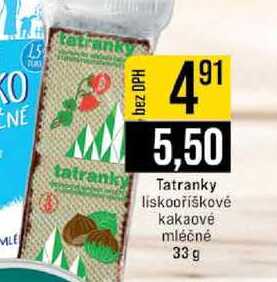 Tatranky liskooříškovė kakaové mléčné 33 g 