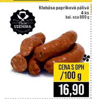 Klobása papriková pálivá 4 ks bal. cca 800 g 100g