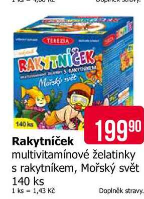TEREZIA Rakytníček multivitamínové želatinky s rakytníkem, Mořský svět 140 ks