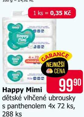 Happy Mimi dětské vlhčené ubrousky s panthenolem 4x 72 ks, 288 ks