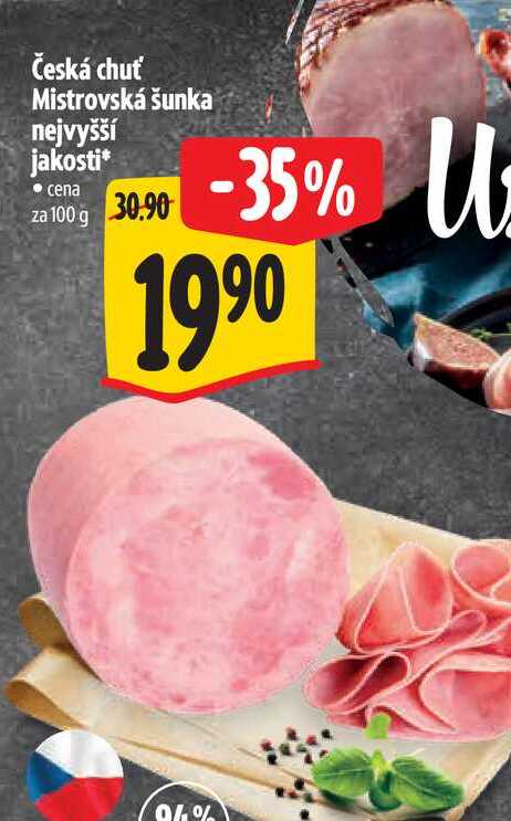 Česká chuť Mistrovská šunka nejvyšší jakosti 100 g