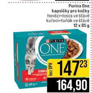 Purina One kapsičky pro kočky hovězí+losos ve stavě kuřecí+tuňák ve šťávě 12 x 85g