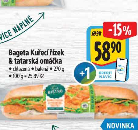  Bageta Kuřecí řízek & tatarská omáčka 270 g