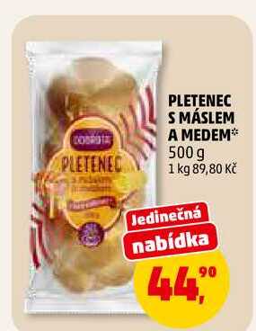 PLETENEC S MÁSLEM A MEDEM, 500 g
