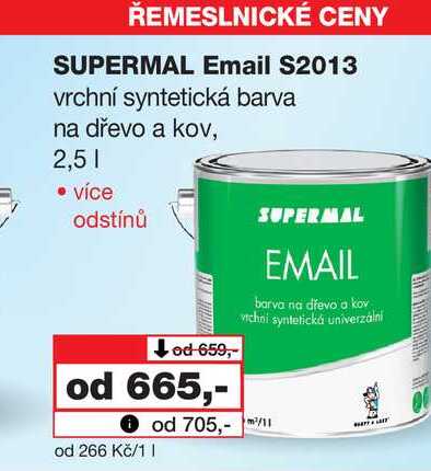SUPERMAL Email S2013 vrchní syntetická barva na dřevo a kov, 2,5l