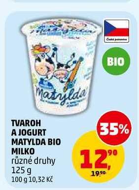 TVAROH A JOGURT MATYLDA BIO MILKO, 125 g