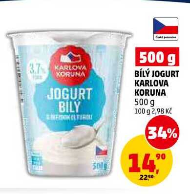 BÍLÝ JOGURT KARLOVA KORUNA, 500 g 