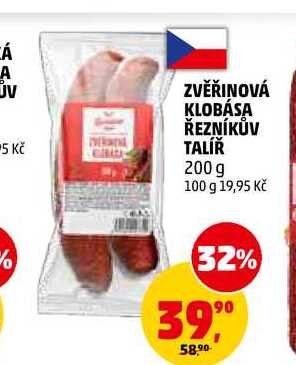 ZVĚŘINOVÁ KLOBÁSA ŘEZNÍKŮV TALÍŘ, 200 g 