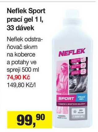 Neflek Sport prací gel 1 I, 33 dávek
