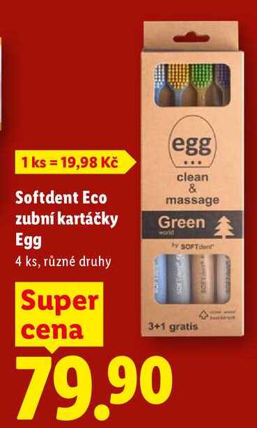 Softdent Eco zubní kartáčky Egg, 4 ks