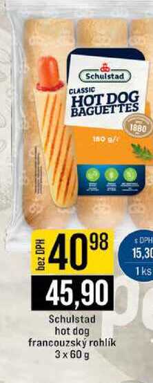 Schulstad hot dog francouzský rohlík 3x60 g 