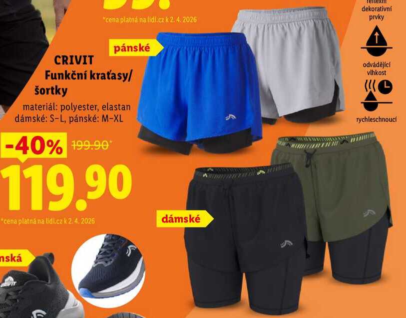 CRIVIT Funkční kraťasy/šortky 
