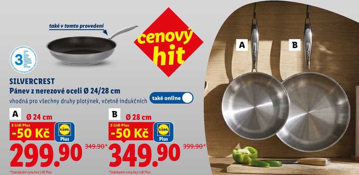 SILVERCREST Pánev z nerezové oceli pr. 24/28 cm