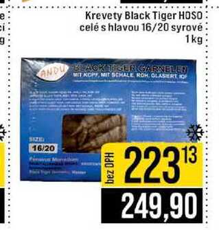 Krevety Black Tiger HOSO celé s hlavou 16/20 syrové 1kg