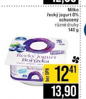 Milko řecký jogurt 0% ochucený různé druhy 140 g