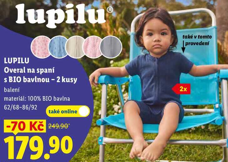 LUPILU Overal na spaní s BIO bavlnou - 2 kusy 
