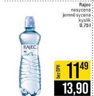 Rajec nesycená jemně sycená kyslík 0.75l