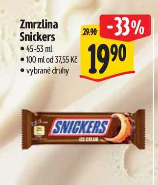 Zmrzlina Snickers, 45-53 ml