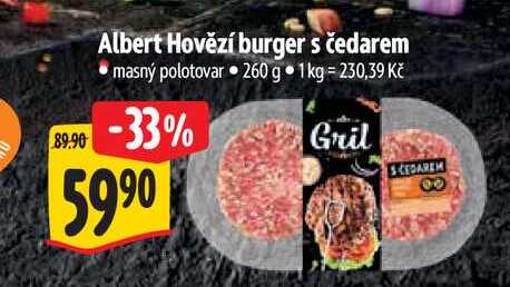 Albert Hovězí burger s čedarem, 260 g