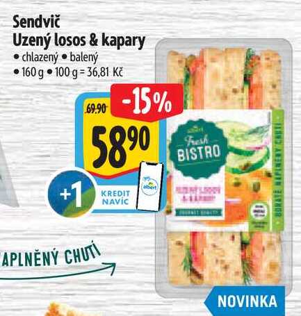 Sendvič Uzený losos & kapary, 160 g