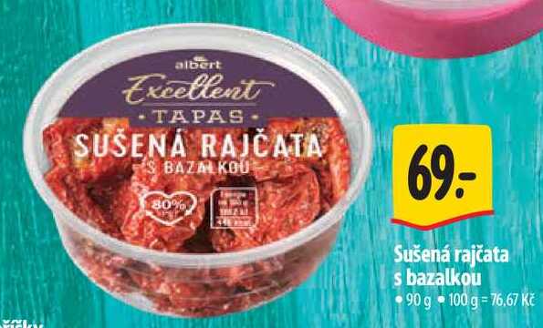 Sušená rajčata s bazalkou, 90 g 