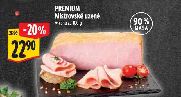 PREMIUM Mistrovské uzené, cena za 100 g 