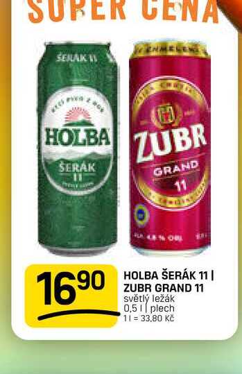 HOLBA ŠERÁK 11 | ZUBR GRAND 11 světlý ležák 0,5l, plech