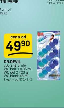 DR.DEVIL vybrané druhy WC ball 3 x 35 ml