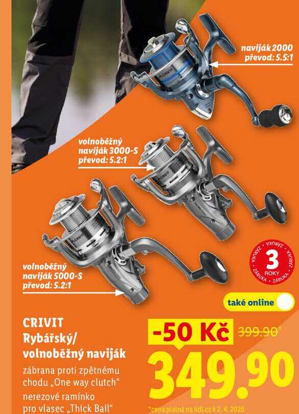 CRIVIT Rybářský/ volnoběžný naviják