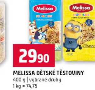 MELISSA DĚTSKÉ TĚSTOVINY 400 g vybrané druhy