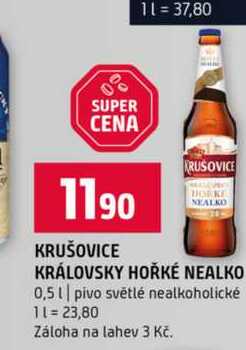 KRUŠOVICE KRÁLOVSKY HOŘKÉ NEALKO 0,5l pivo světlé nealkoholické 