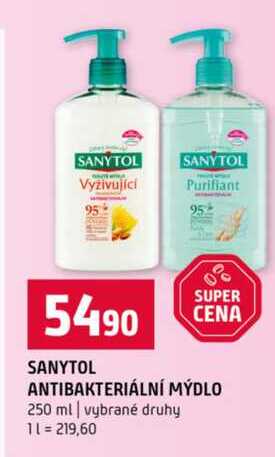 SANYTOL ANTIBAKTERIÁLNÍ MÝDLO 250 ml vybrané druhy