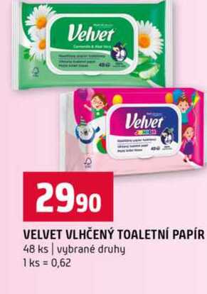 VELVET VLHČENÝ TOALETNÍ PAPÍR 48 ks vybrané druhy