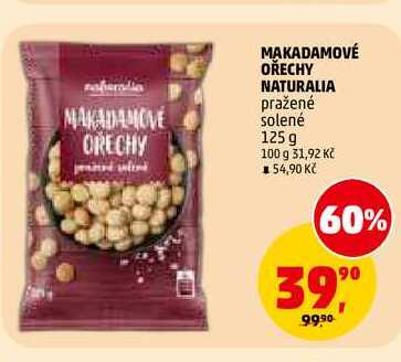 MAKADAMOVÉ OŘECHY NATURALIA pražené solené, 125 g 