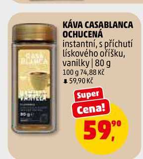 KÁVA CASABLANCA OCHUCENÁ instantní, s příchutí lískového oříšku, 80 g