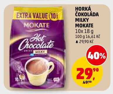 HORKÁ ČOKOLÁDA MILKY MOKATE, 10x 18 g