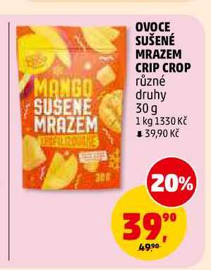 OVOCE SUŠENÉ MRAZEM CRIP CROP, 30 g 