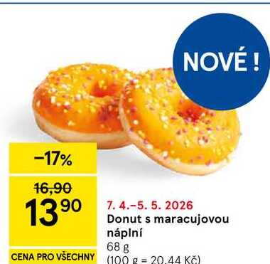 Donut s maracujovou náplní, 68 g  