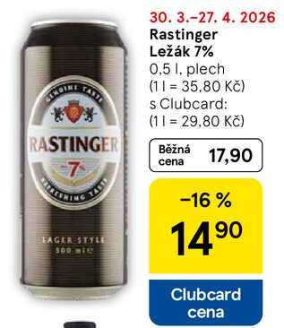 Rastinger Ležák 7%, 0,5 l, plech 