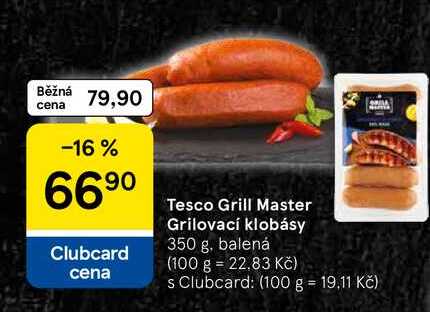 Tesco Grill Master Grilovací klobásy, 350 g, balená 
