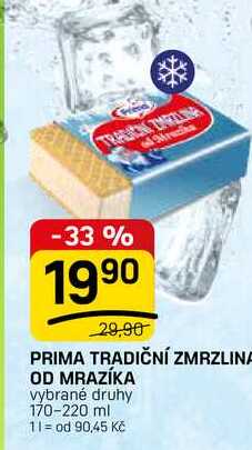 PRIMA TRADIČNÍ ZMRZLINA OD MRAZÍKA vybrané druhy 170-220 ml