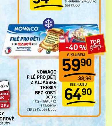NOWACO FILÉ PRO DĚTI Z ALJAŠSKÉ TRESKY BEZ KOSTÍ 300 g 
