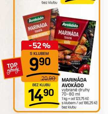 MARINADA AVOKÁDO vybrané druhy 90 70-80 ml 