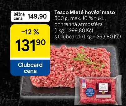 Tesco Mleté hovězí maso, 500 g, max. 10 % tuku