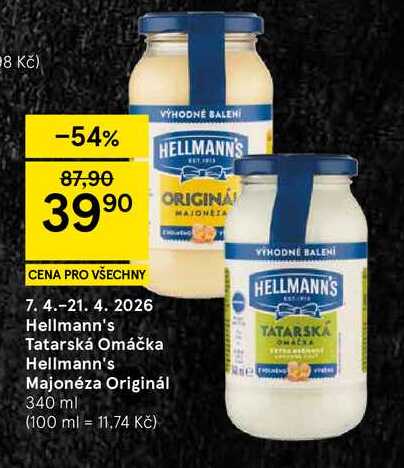 Hellmann's Tatarská Omáčka, 340 ml 