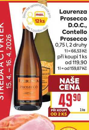 Laurenza Prosecco D.O.C.,Contello Prosecco 0,75l