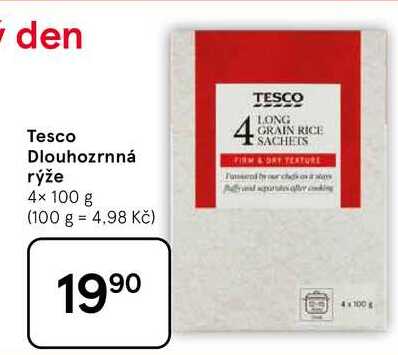 Tesco Dlouhozrnná rýže, 4× 100 g 