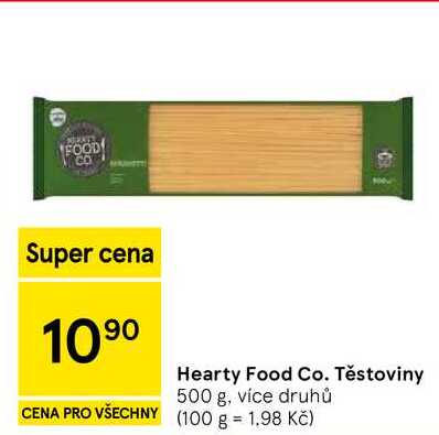 Hearty Food Co. Těstoviny, 500 g, více druhů 