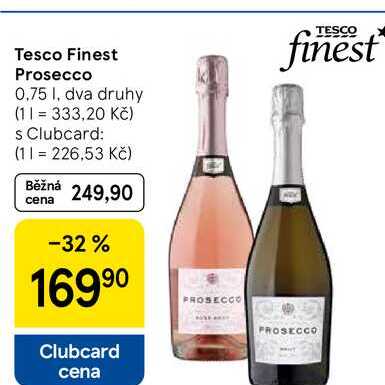Tesco Finest Prosecco, 0.75 I, dva druhy